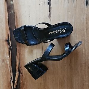 Matisse Madrid Crocodile block heeled sandal - Mule open toe double strap
